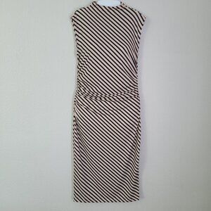 H&M Black & Beige Striped Sleeveless Midi Dress Size M